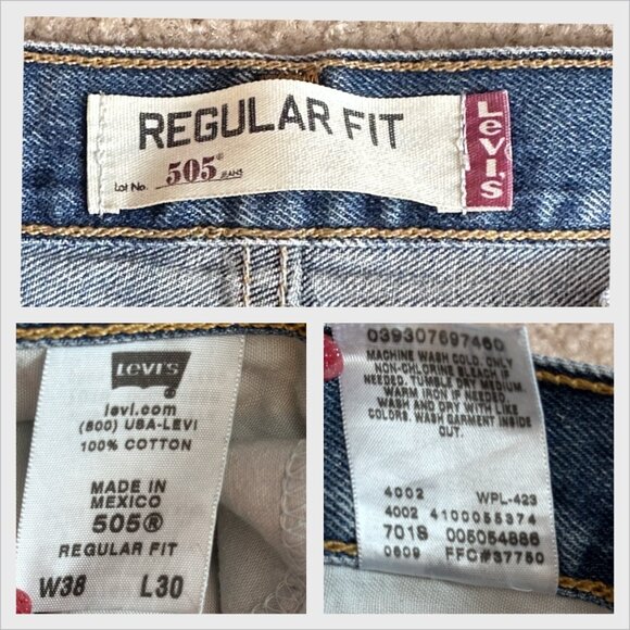 Levi’s 505 Mens Regular Fit Straight Leg Jeans W38 L30 -Measures 38x27-Western - Picture 9 of 11